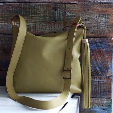 olive green leather crossbody bag